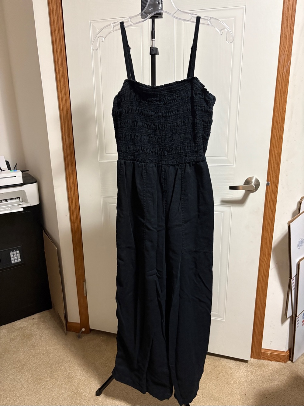 Universal Thread Black Smocked Wide-Leg Jumpsuit with Spaghetti Straps